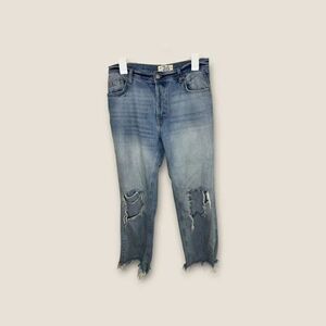 Free People We The Free Jeans Womens 26 Distressed Ripped Button Fly Raw Hem